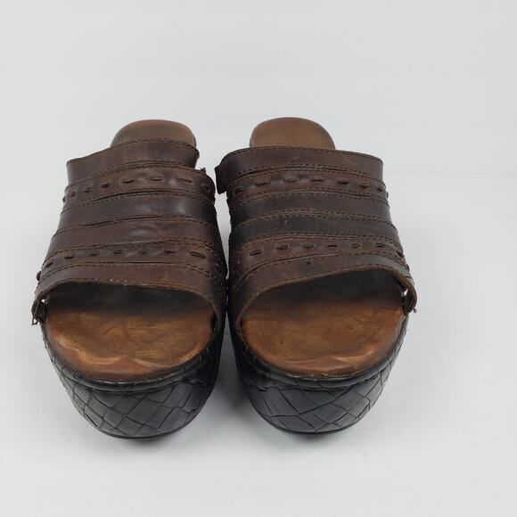 Born Ledisi Womens Size 10.5 Brown Leather Slip On Slide Platform Sandals - Picture 5 of 14